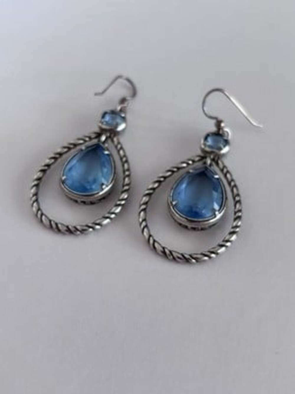 Brighton Compassionate Your True Colors Crystal Blue Long French Wire Earrings
